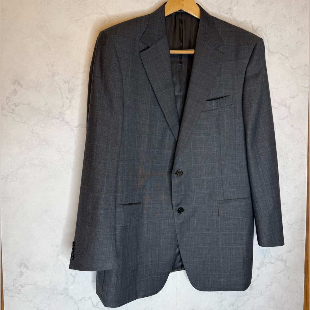 Canali wool windowpane plaid blazer jacket made in Italy